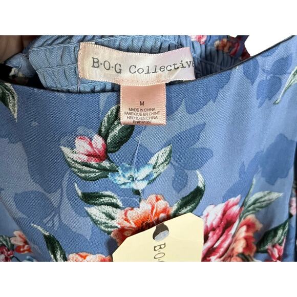BOG Collective NWT Maxi Dress Size Medium. Light Blue And Pink Floral - Picture 7 of 9